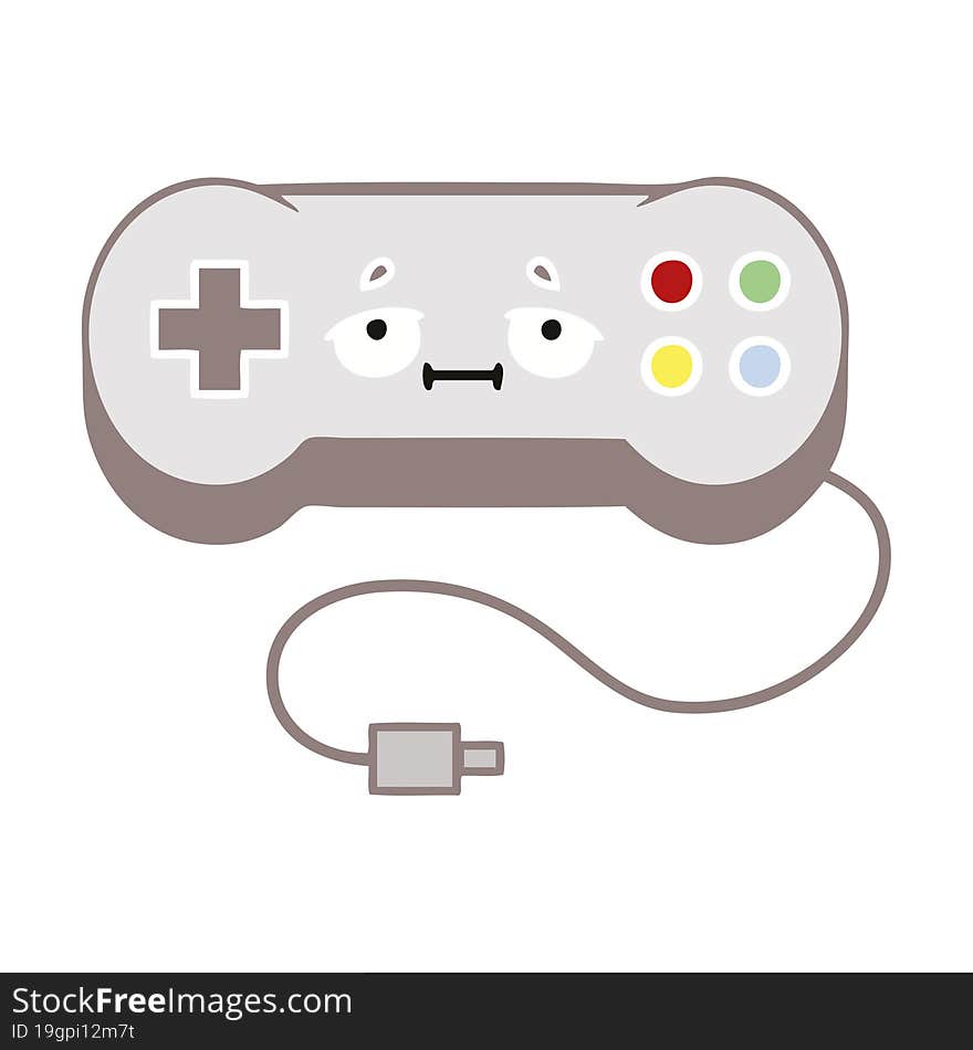 flat color retro cartoon game controller