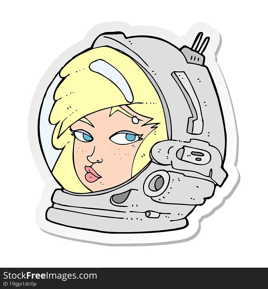 Sticker Of A Cartoon Female Astronaut