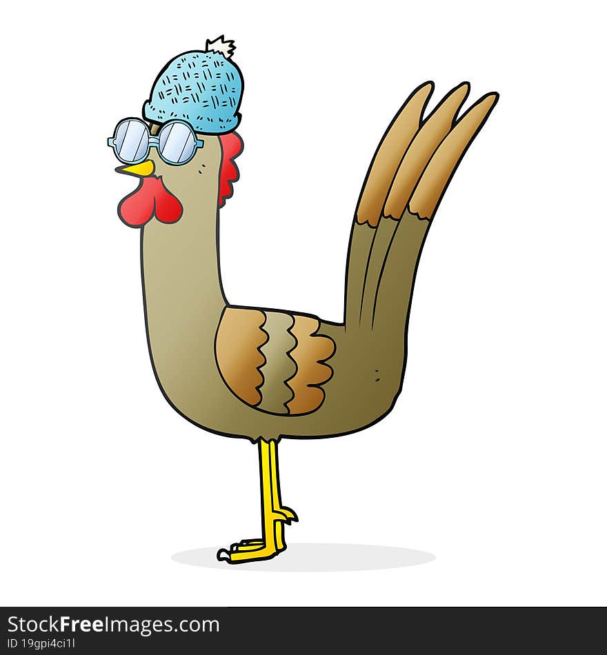 Cartoon Chicken Wearing Disguise