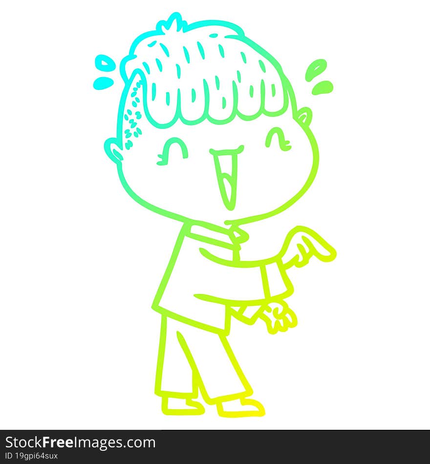 Cold Gradient Line Drawing Cartoon Happy Boy Surprised