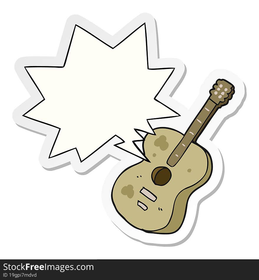 cartoon guitar and speech bubble sticker