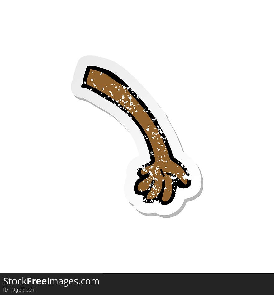 retro distressed sticker of a cartoon arm