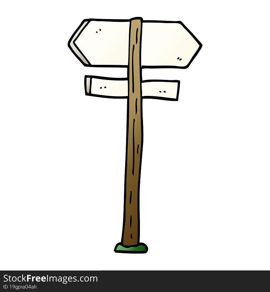 Cartoon Doodle Painted Direction Sign Posts