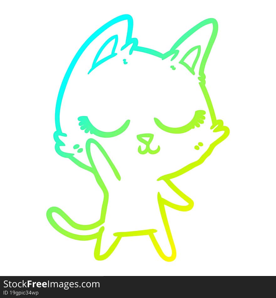 cold gradient line drawing calm cartoon cat