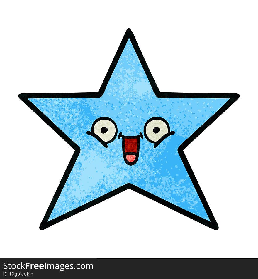 Retro Grunge Texture Cartoon Star Fish