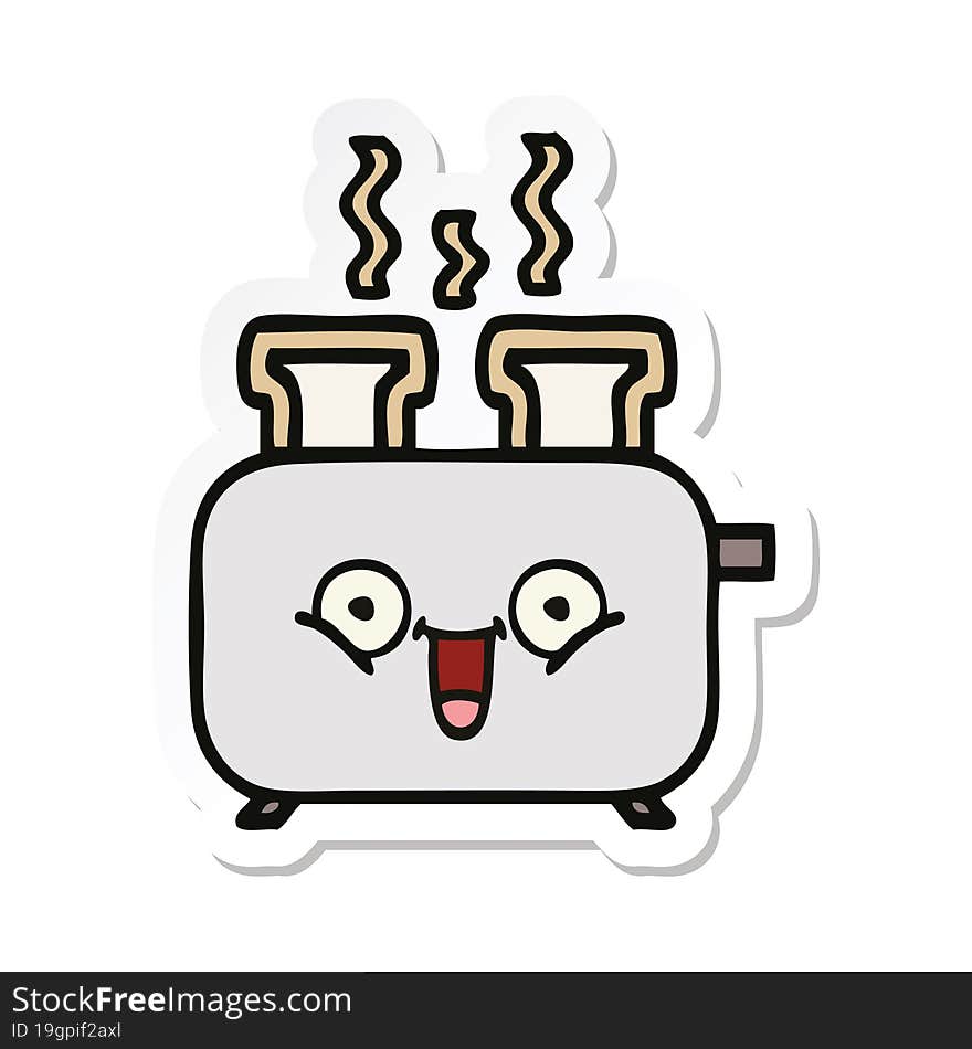 sticker of a cute cartoon of a toaster