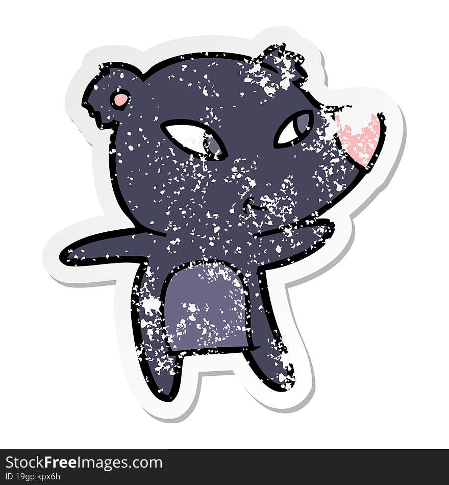 distressed sticker of a cute cartoon bear