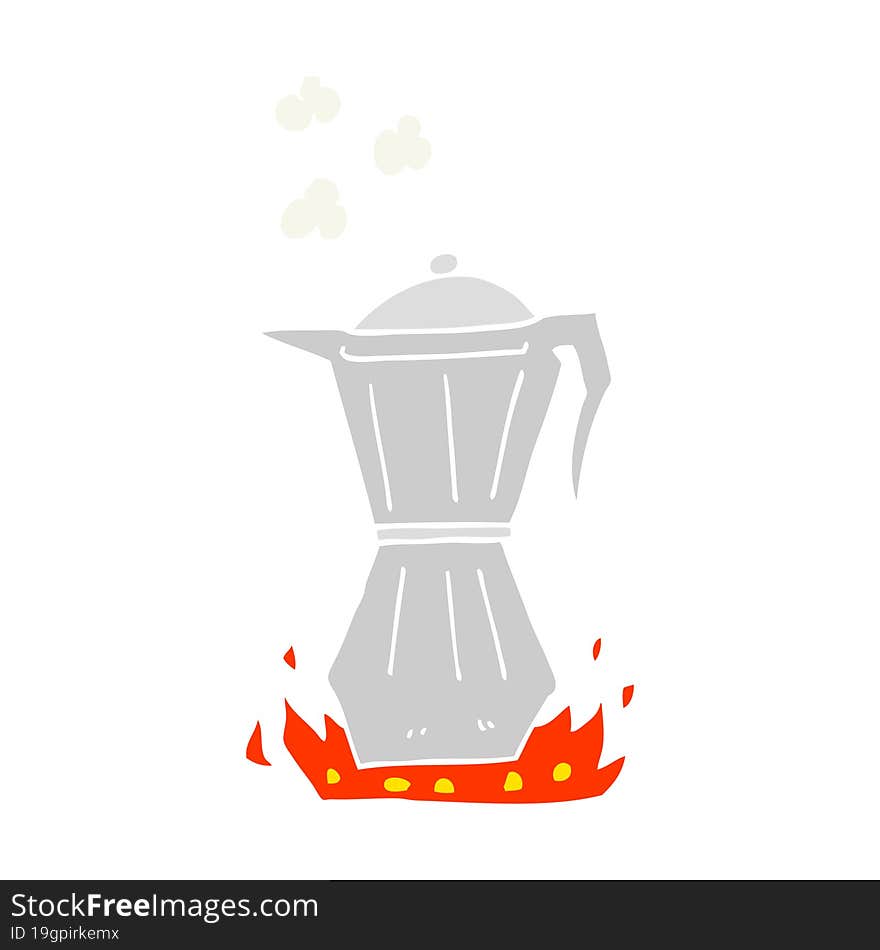 flat color illustration of a cartoon stovetop espresso maker