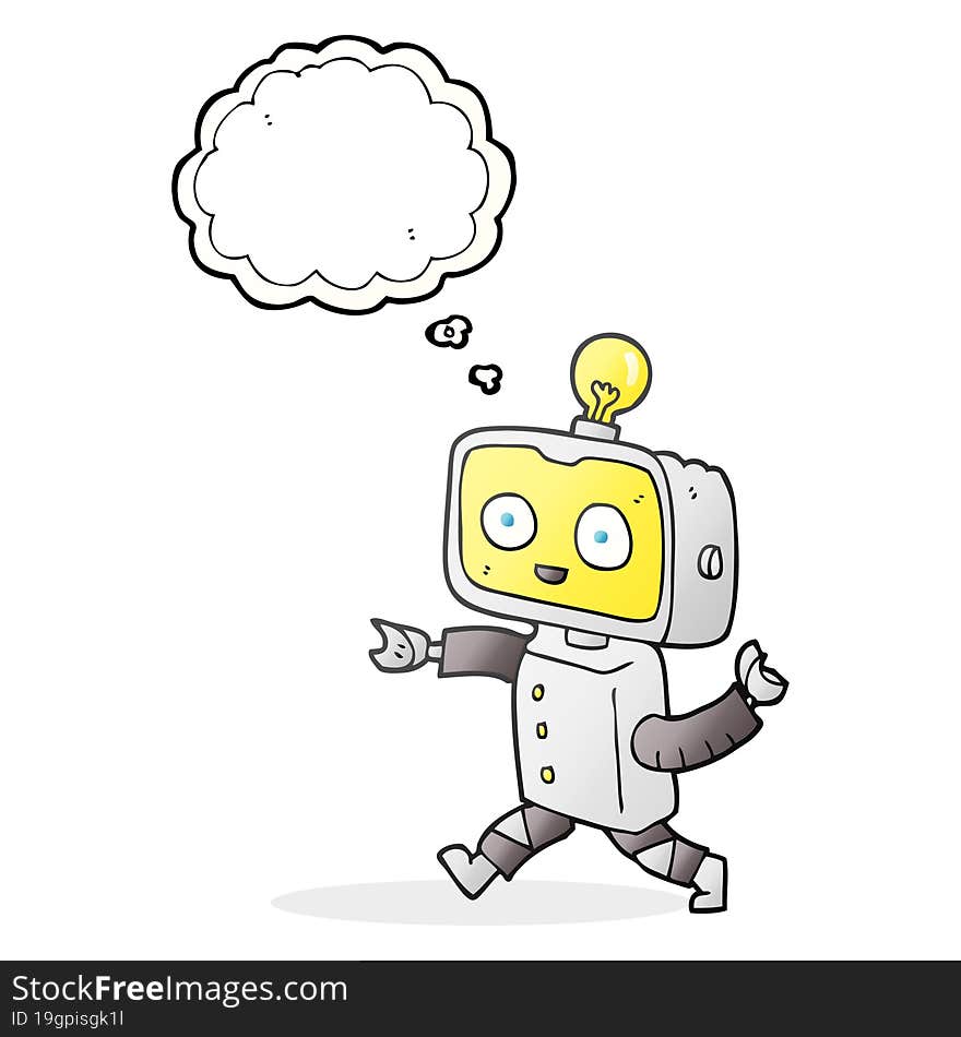 thought bubble cartoon little robot