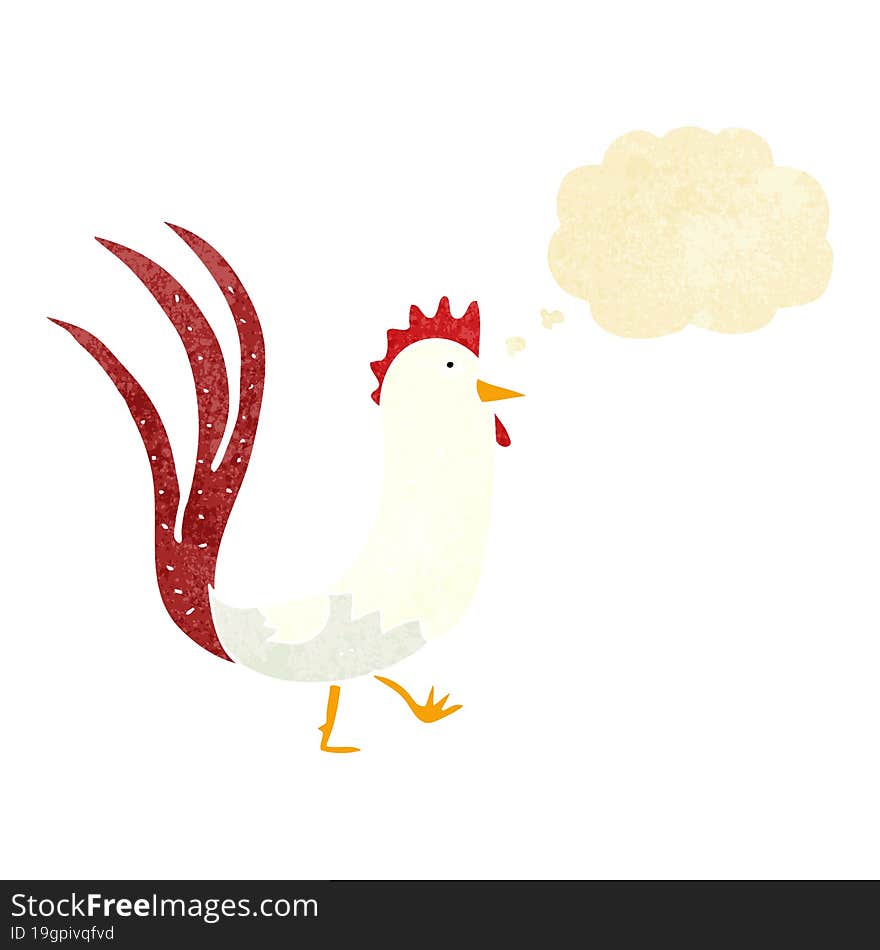 cartoon cockerel with thought bubble