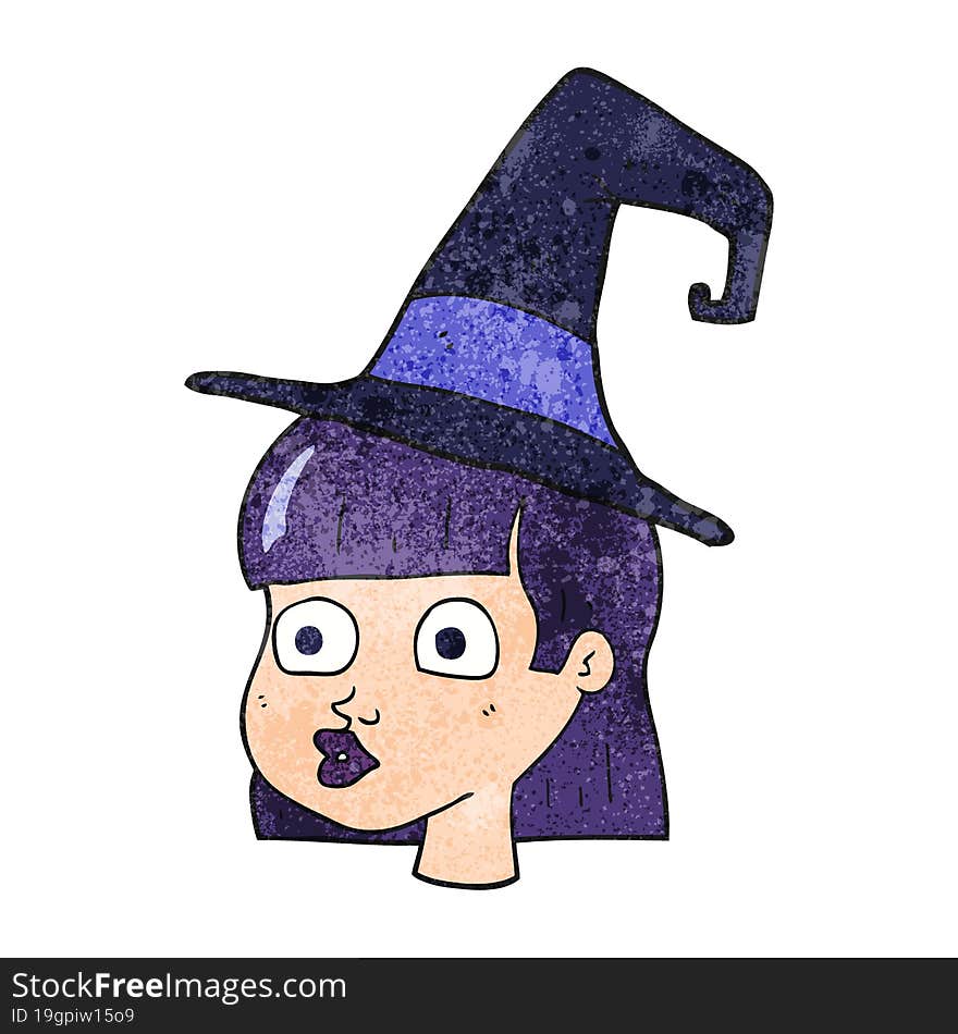 freehand textured cartoon witch