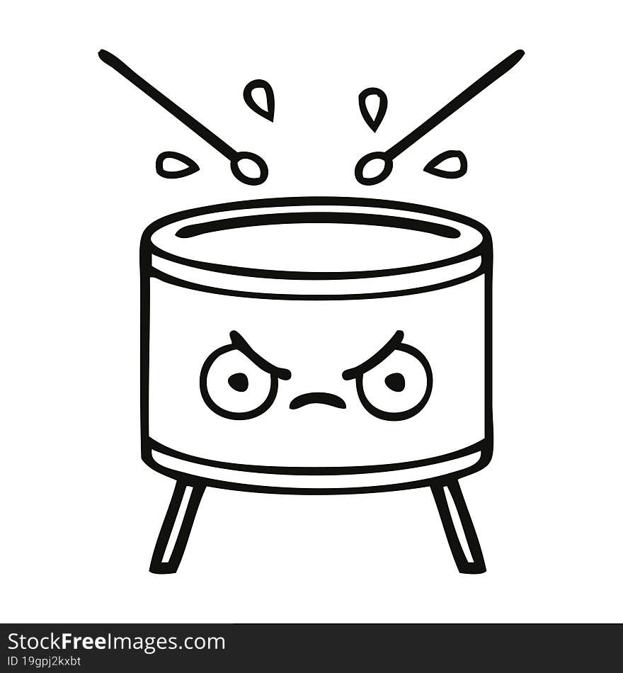 line drawing cartoon drum