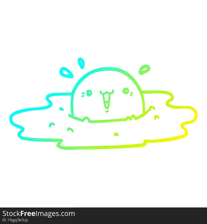 cold gradient line drawing cute cartoon fried egg