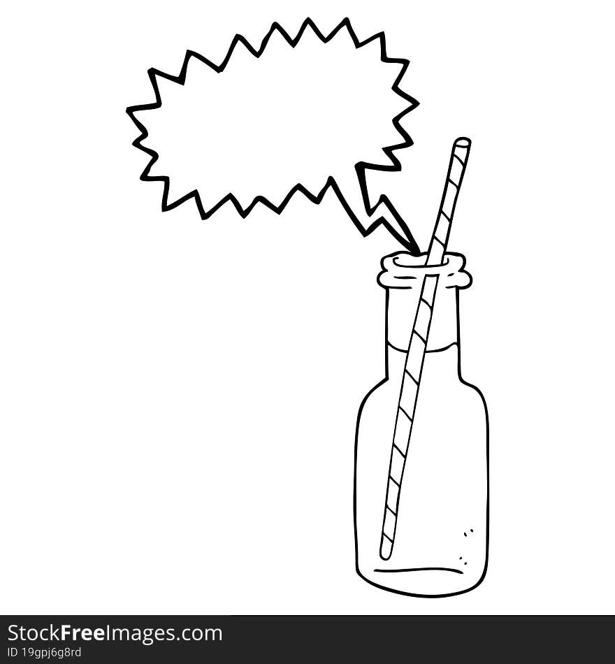 freehand drawn speech bubble cartoon fizzy drink bottle