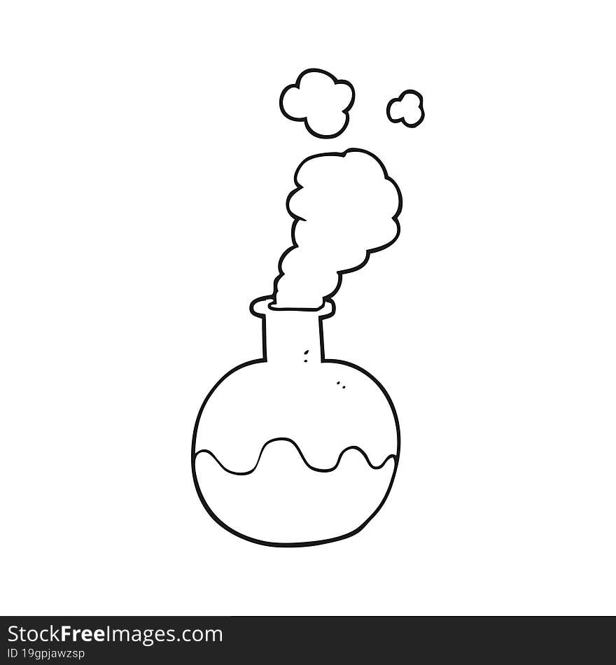 freehand drawn black and white cartoon chemical reaction