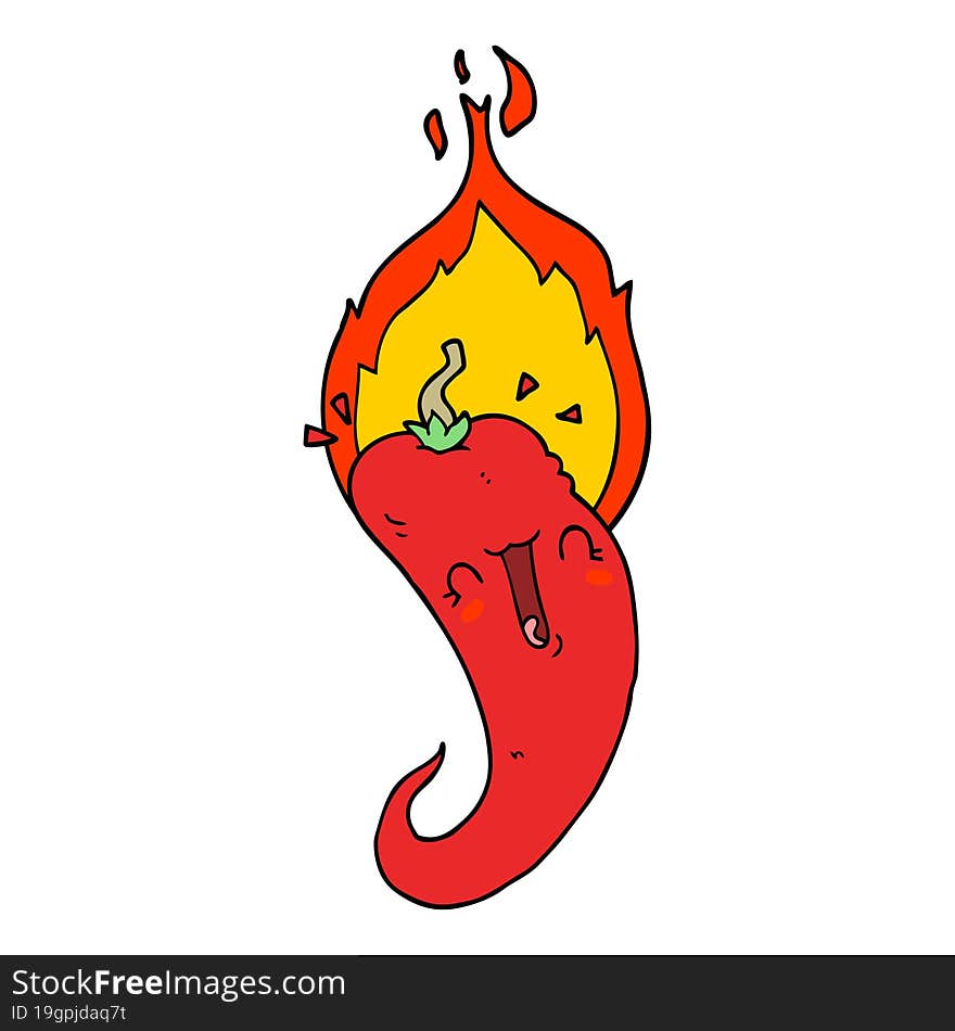 cartoon flaming hot chili pepper