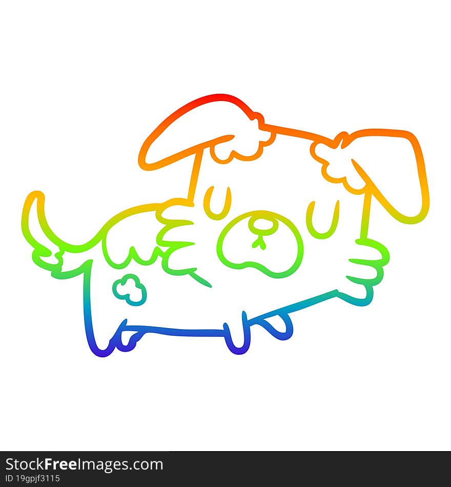 rainbow gradient line drawing of a little dog