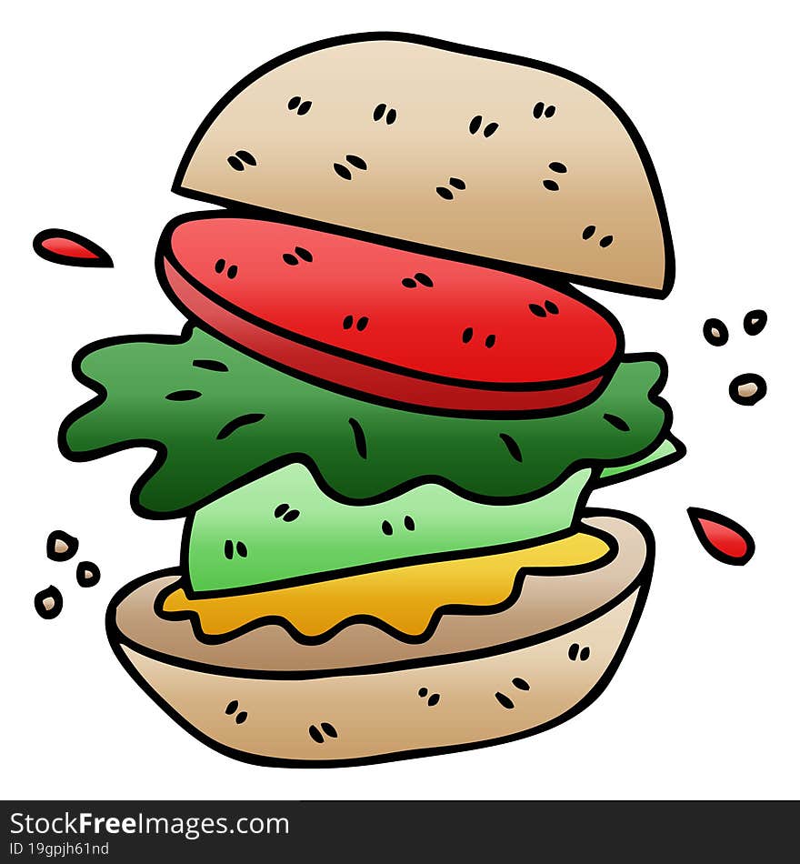 quirky gradient shaded cartoon veggie burger