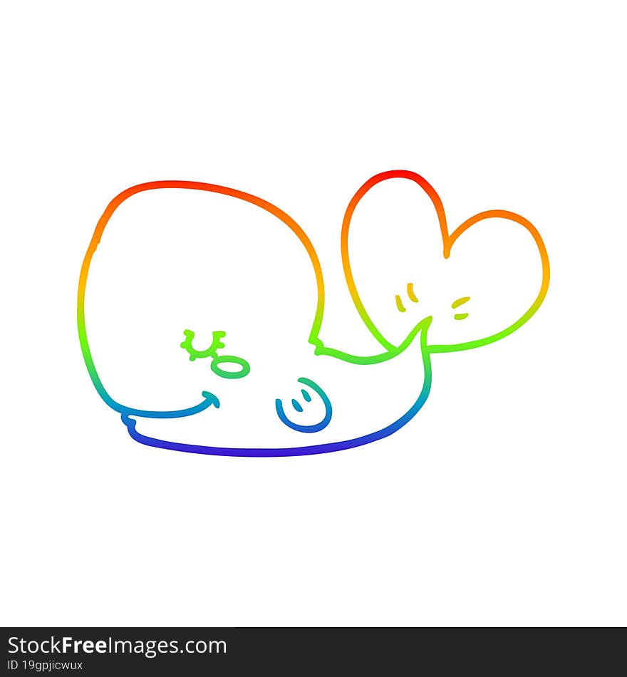 rainbow gradient line drawing cartoon whale