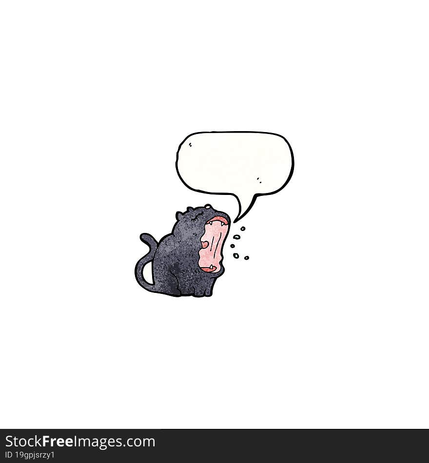 funny cartoon black cat with speech bubble