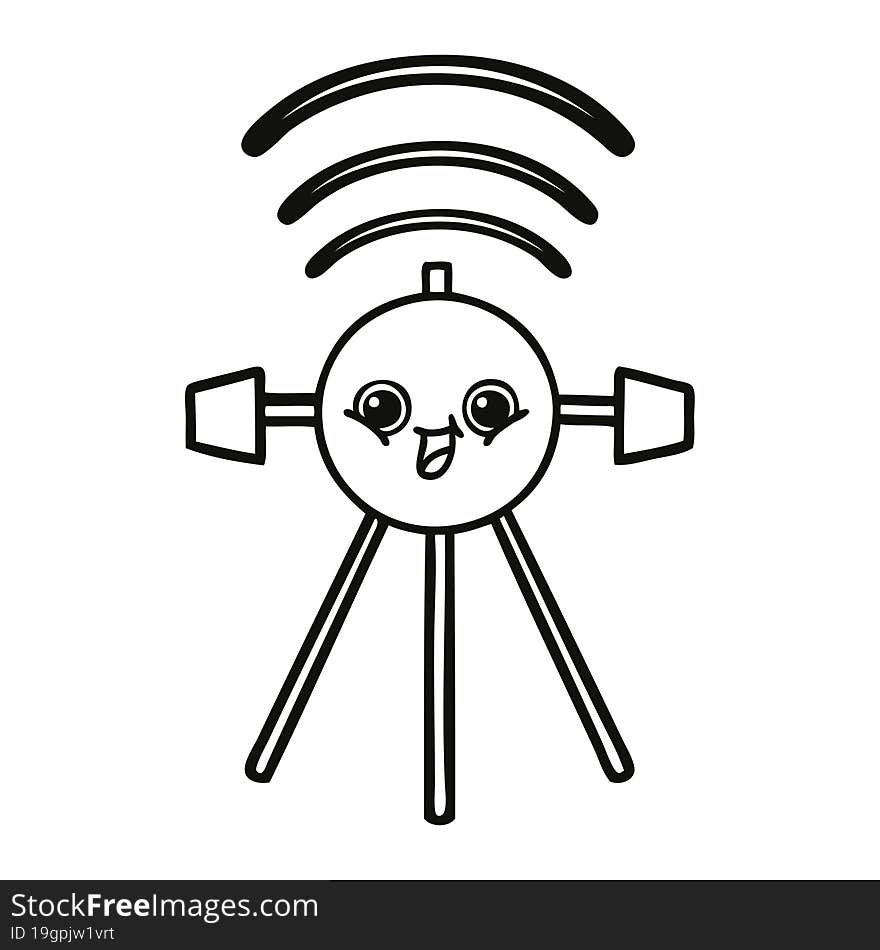 Line Drawing Cartoon Satellite