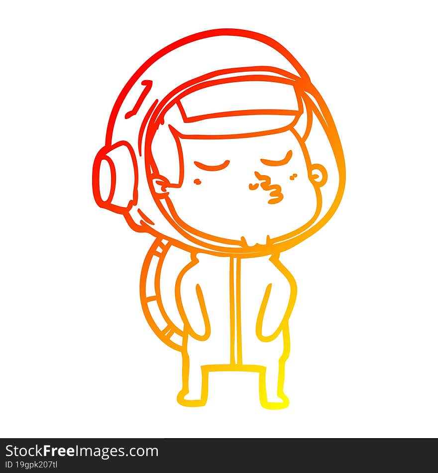 warm gradient line drawing cartoon confident astronaut