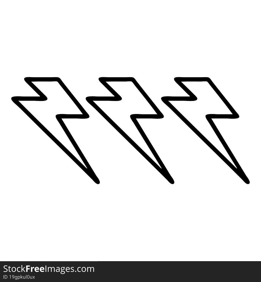 black line tattoo of lightning  bolts