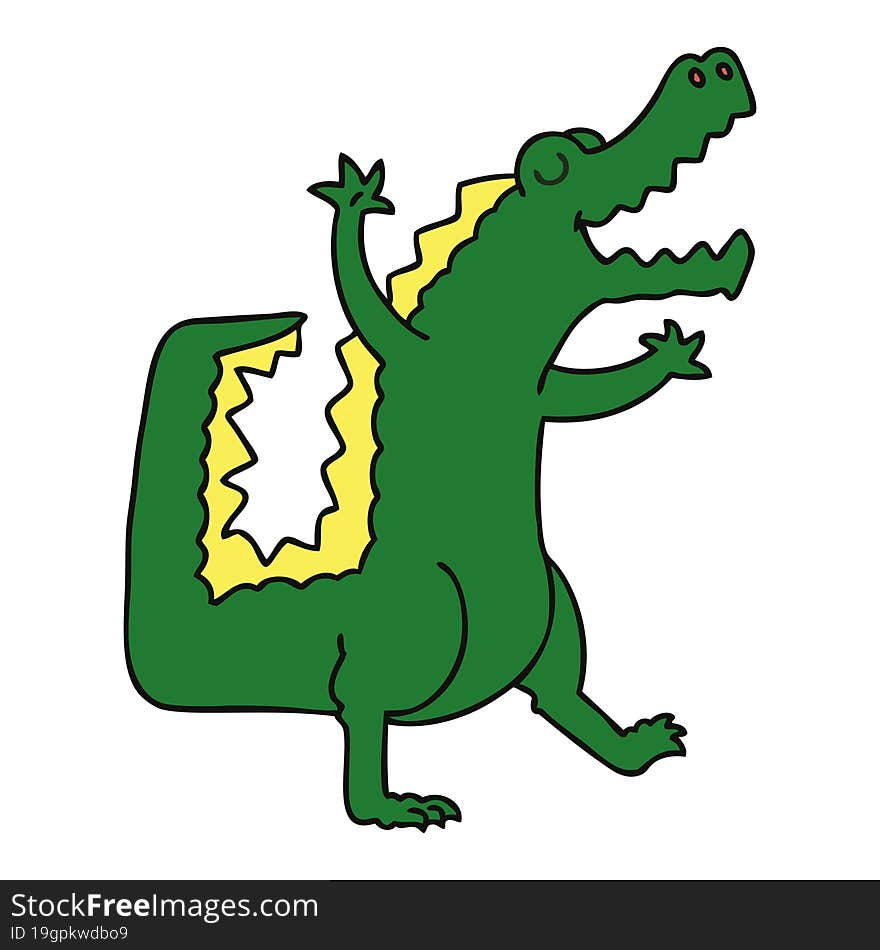 quirky hand drawn cartoon crocodile