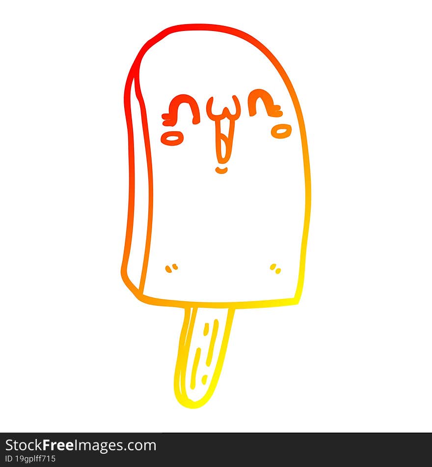 Warm Gradient Line Drawing Cartoon Frozen Ice Lolly