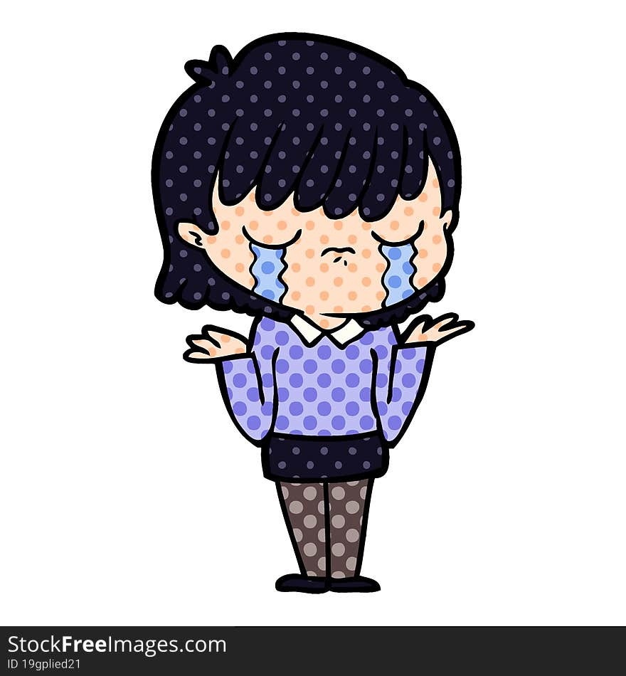 cartoon woman crying. cartoon woman crying