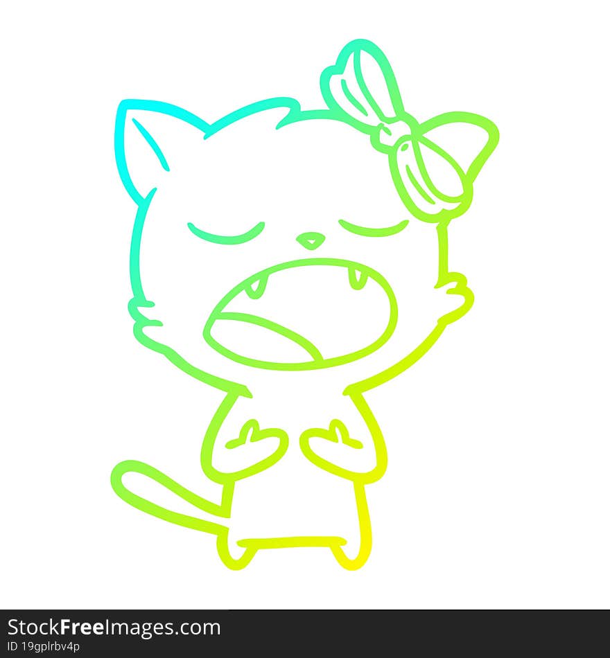 cold gradient line drawing cartoon cat meowing