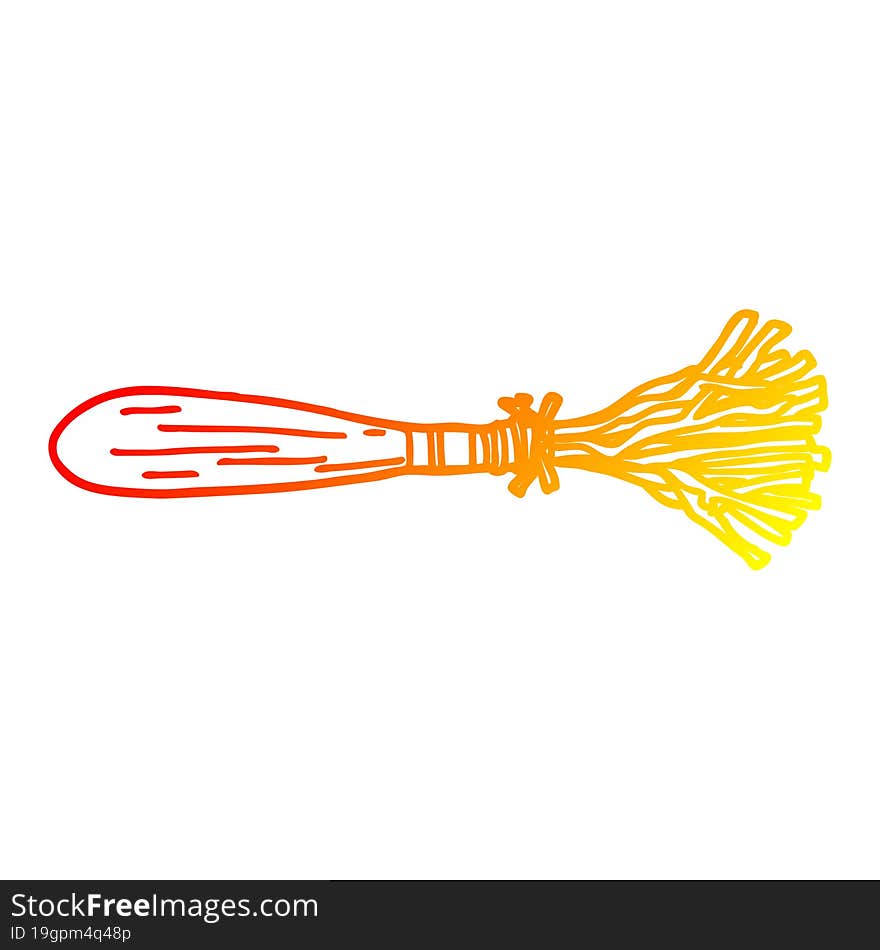 warm gradient line drawing cartoon magic broom sticks