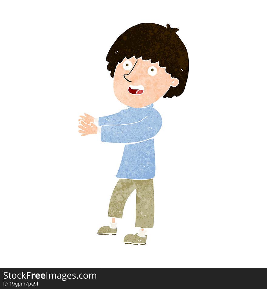 cartoon happy man showing