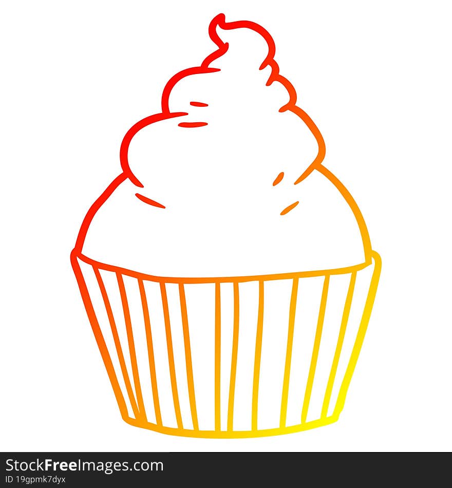 warm gradient line drawing cartoon cup cake