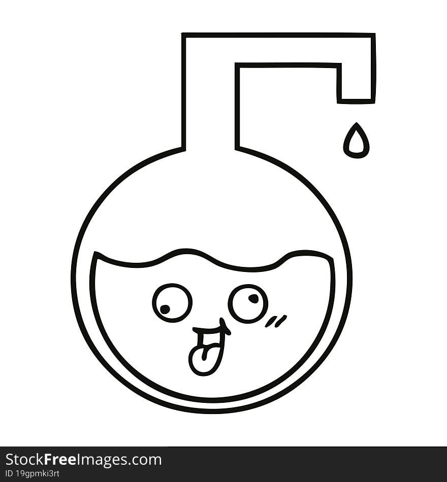 line drawing cartoon of a science experiment