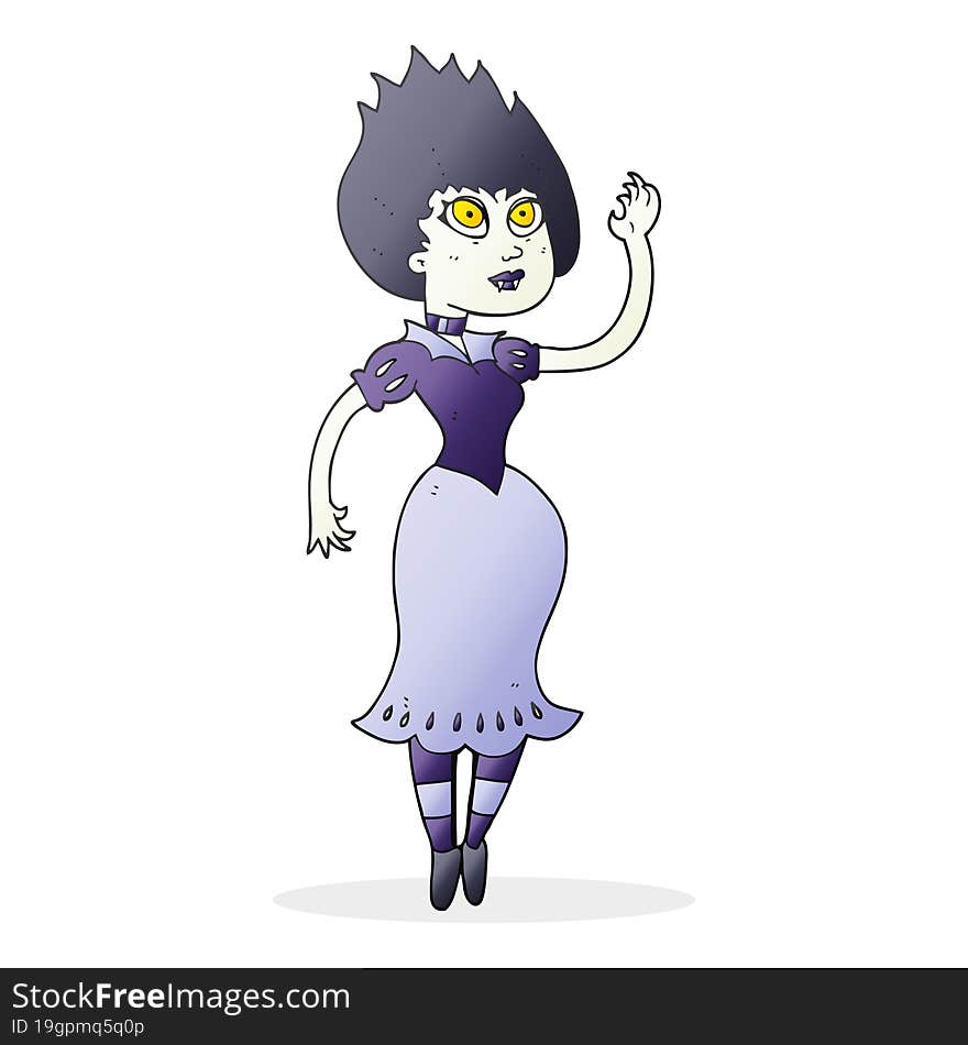 cartoon vampire girl waving