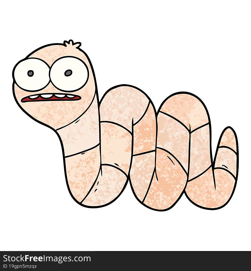 cartoon nervous worm. cartoon nervous worm