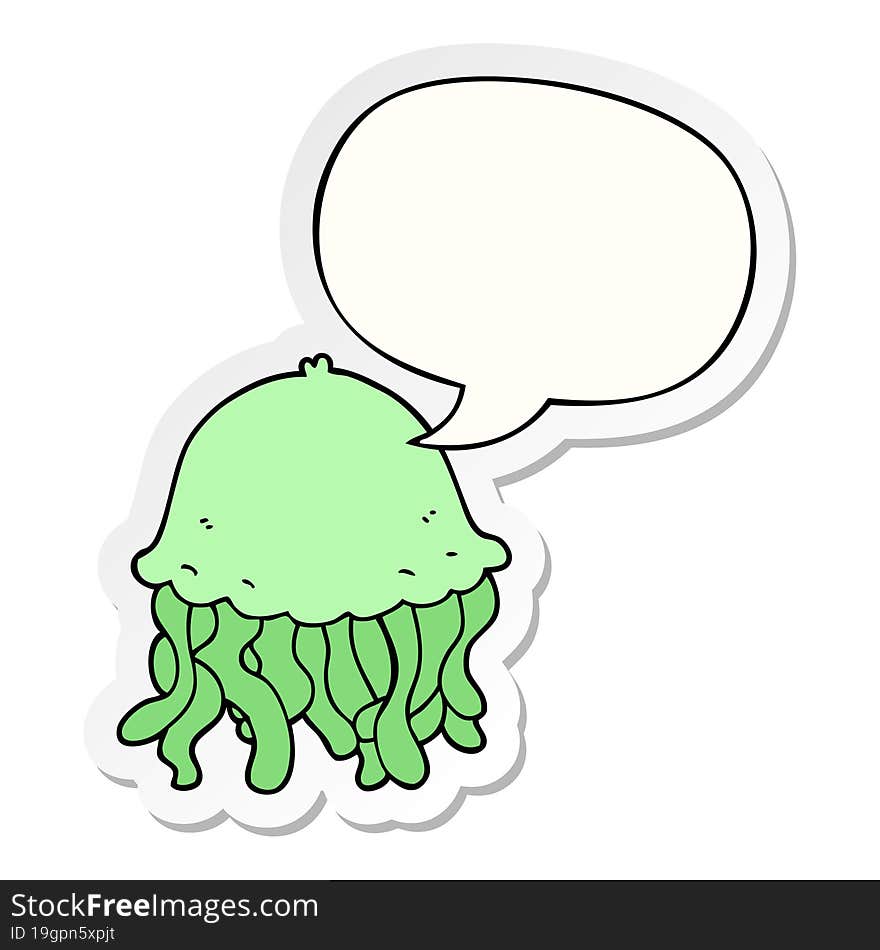 Cartoon Jellyfish And Speech Bubble Sticker