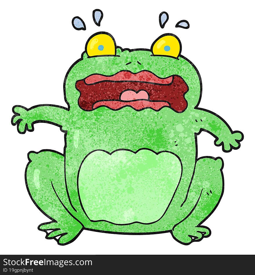 Textured Cartoon Funny Frightened Frog