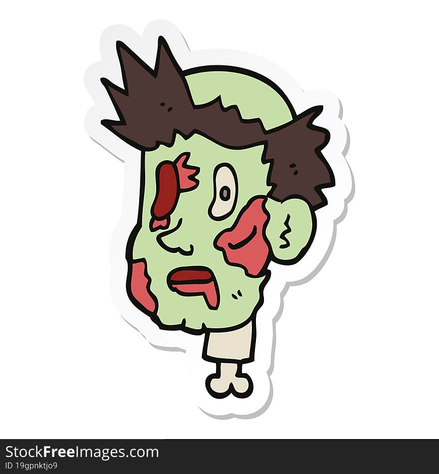 sticker of a cartoon zombie head