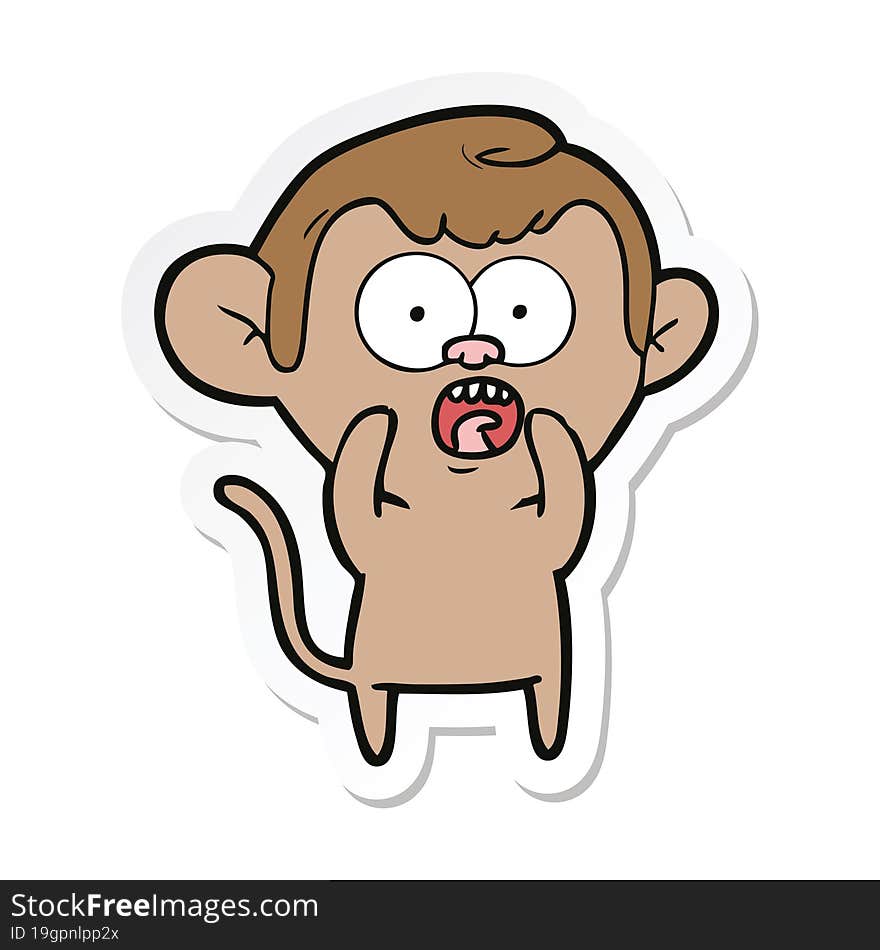 Sticker Of A Cartoon Shocked Monkey