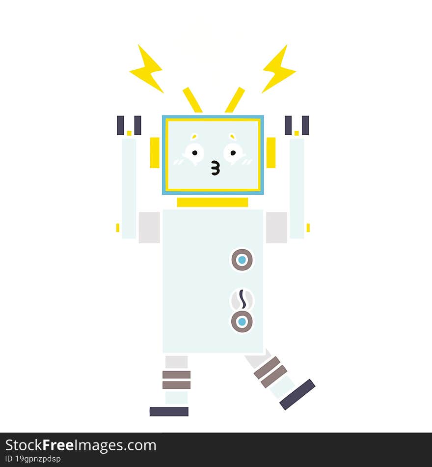 flat color retro cartoon of a robot