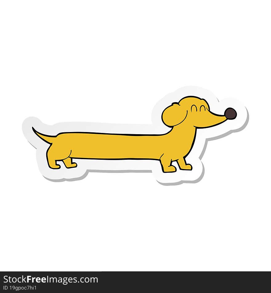 Sticker Of A Cartoon Dachshund