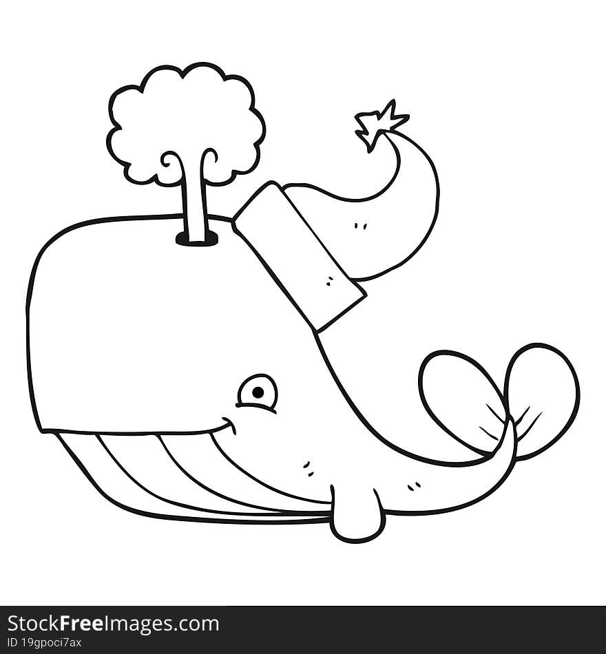 Black And White Cartoon Whale Wearing Christmas Hat