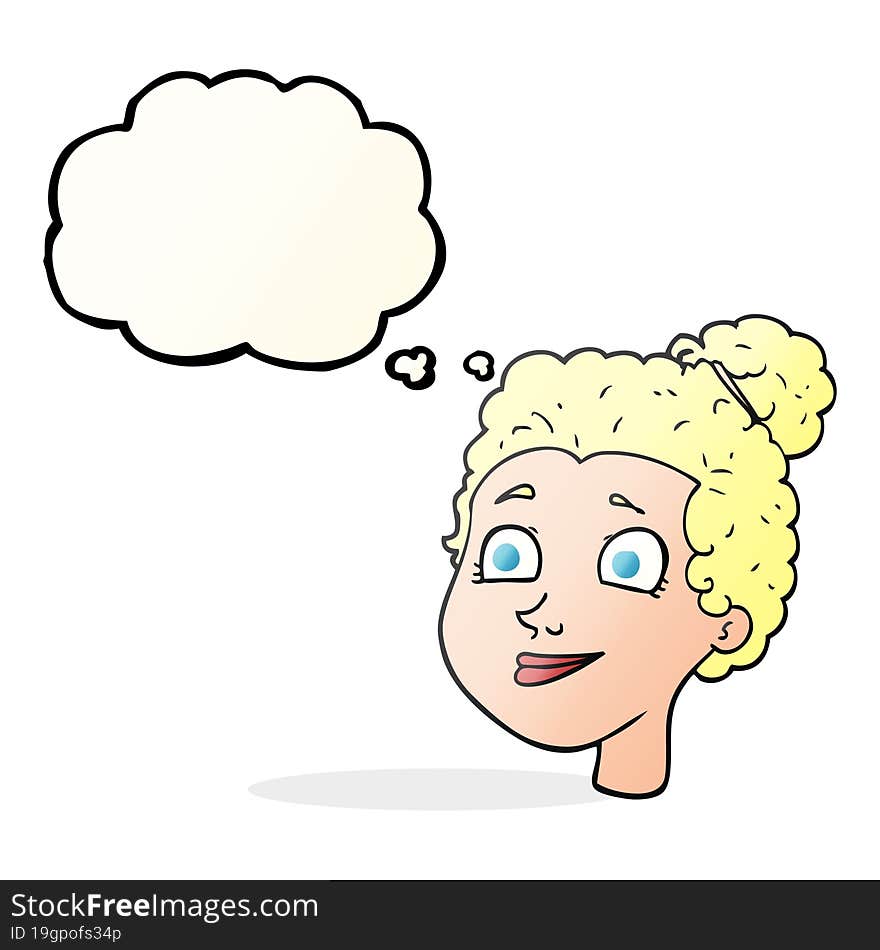 Thought Bubble Cartoon Female Face