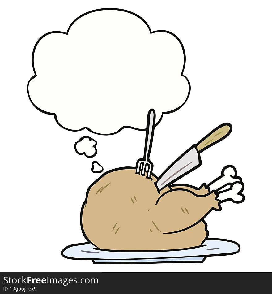 cartoon turkey and thought bubble