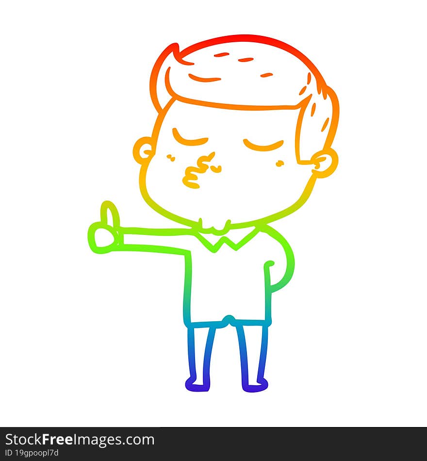 rainbow gradient line drawing of a cartoon model guy pouting