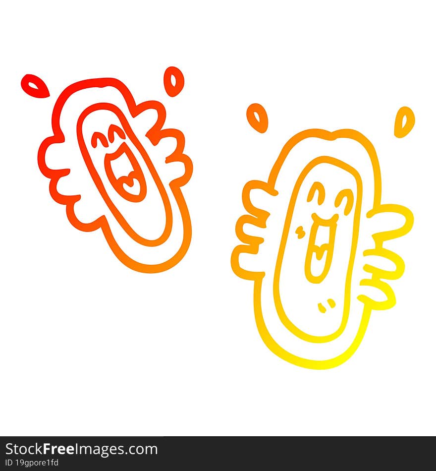 warm gradient line drawing cartoon happy germs