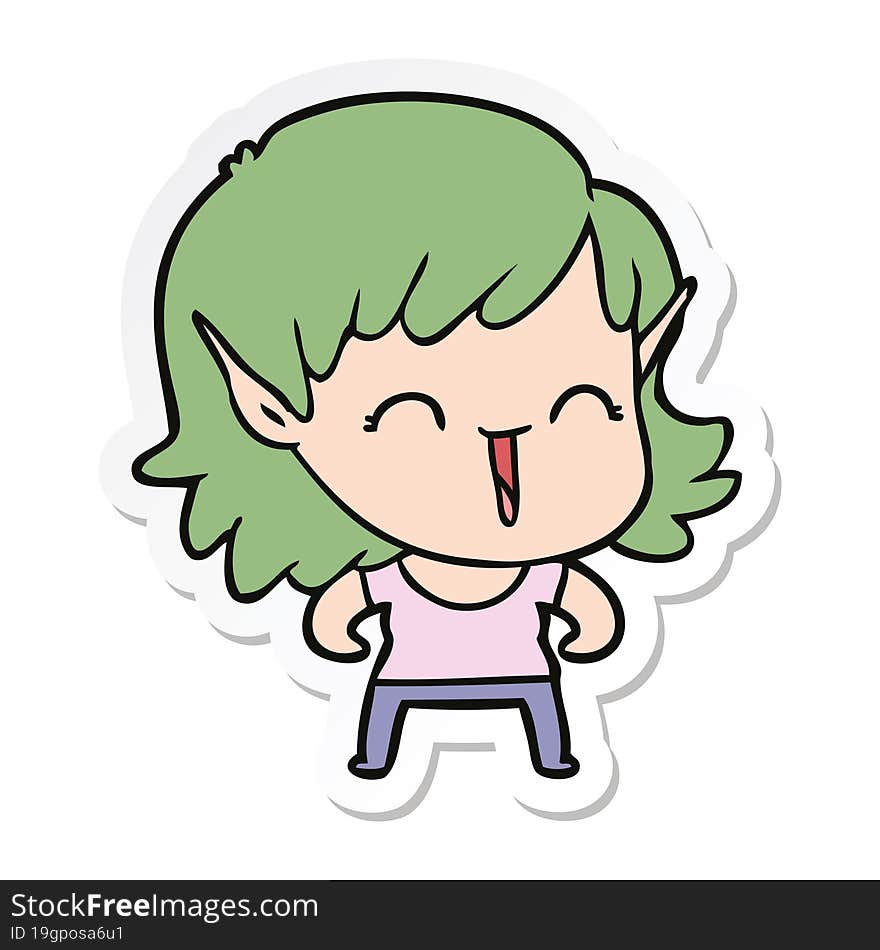 sticker of a cartoon elf girl