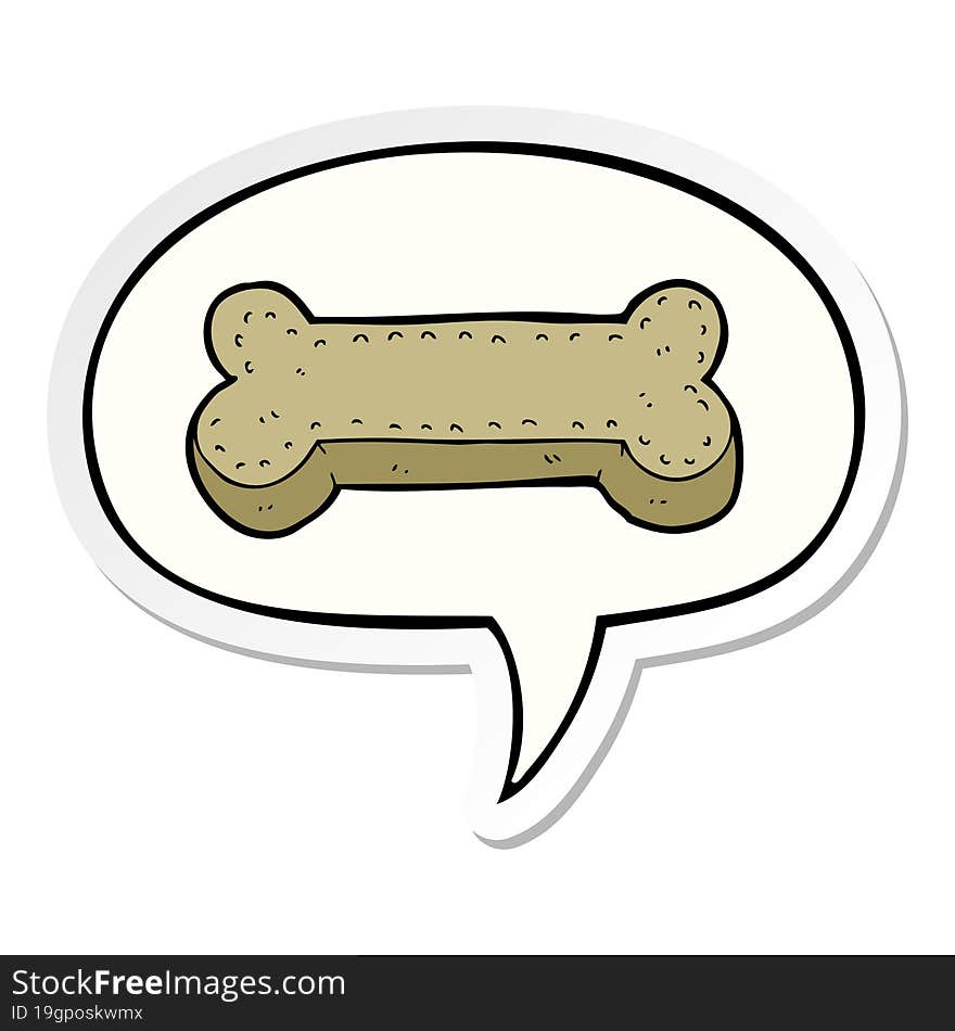 cartoon dog biscuit and speech bubble sticker